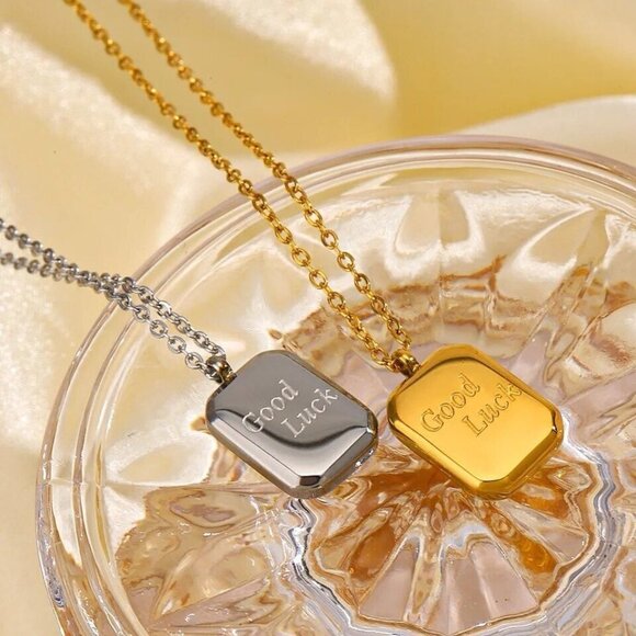 Jewelry - Simple Design Letter Good Luck Pendant Couple Necklace
